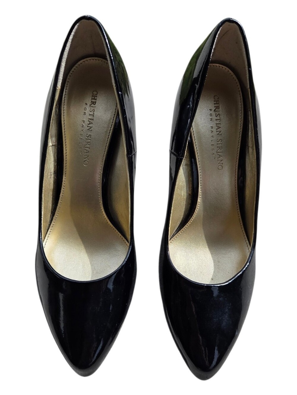 Christian Siriano Black Patent Pointed-Toe Stiletto Pumps Women's Size 9 Pre-own
